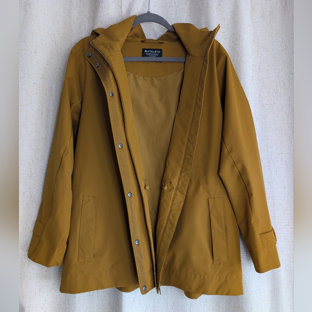 Athleta RainOut Sutro Long Trench Jacket Rain Jacket Mustard Yellow Size 1X - Picture 3 of 16